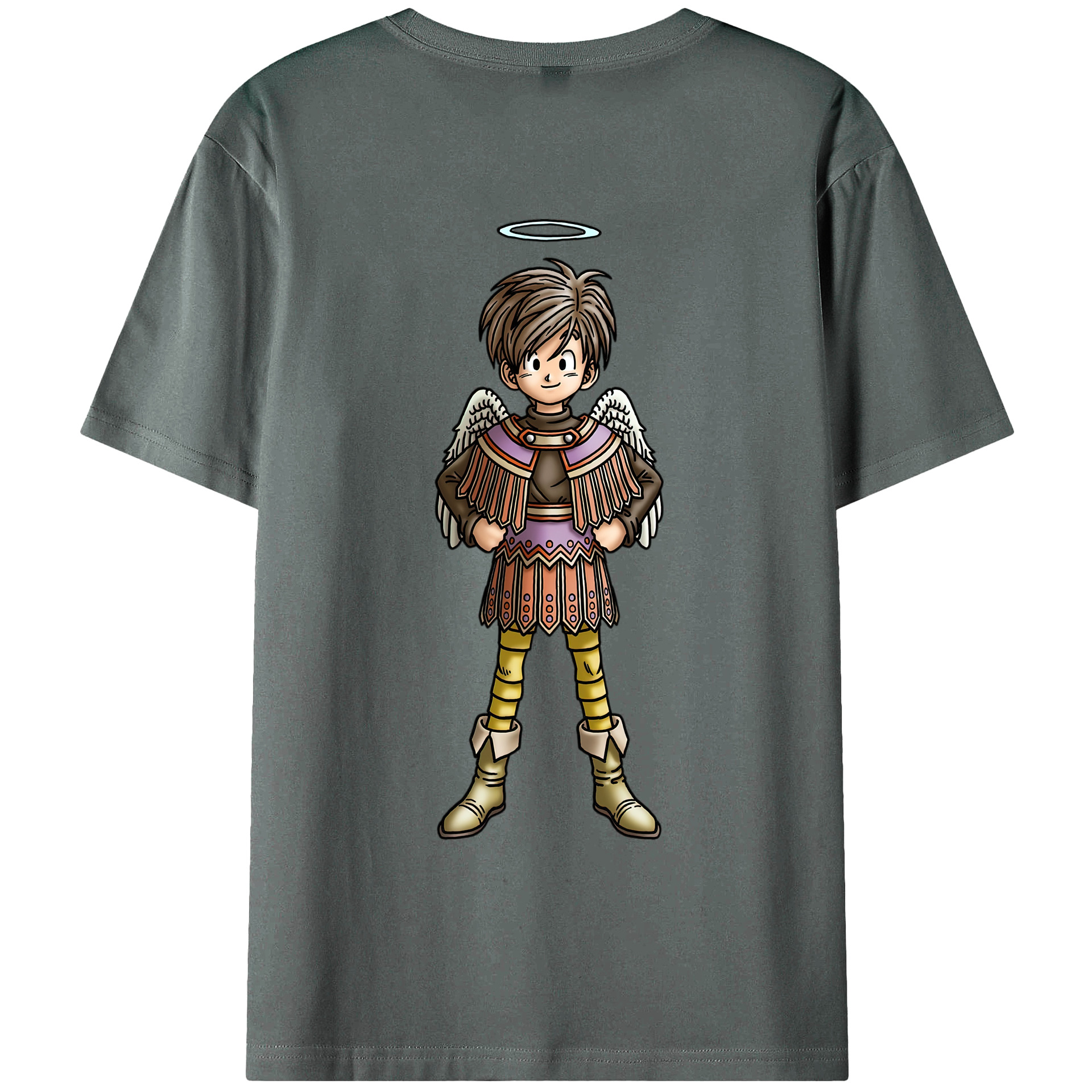 （画像用） ドラゴンクエスト Doragon Kuesuto Dragon Quest 綿100％ メンズ半袖Tシャツ（バックプリント） 通気性